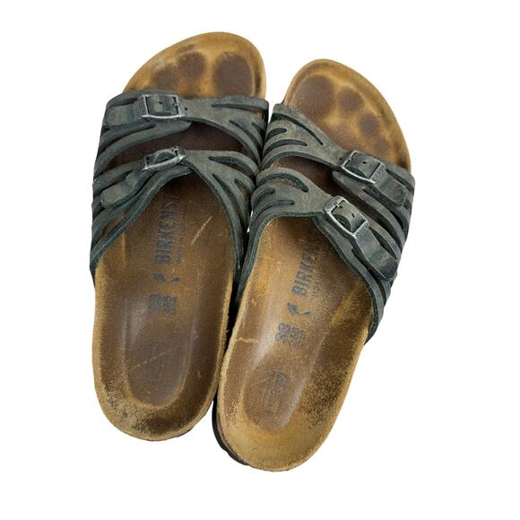 Birkenstock Granada  Leather Two Strap Sandals Gray - 38 (7-7.5 US) - Picture 1 of 8